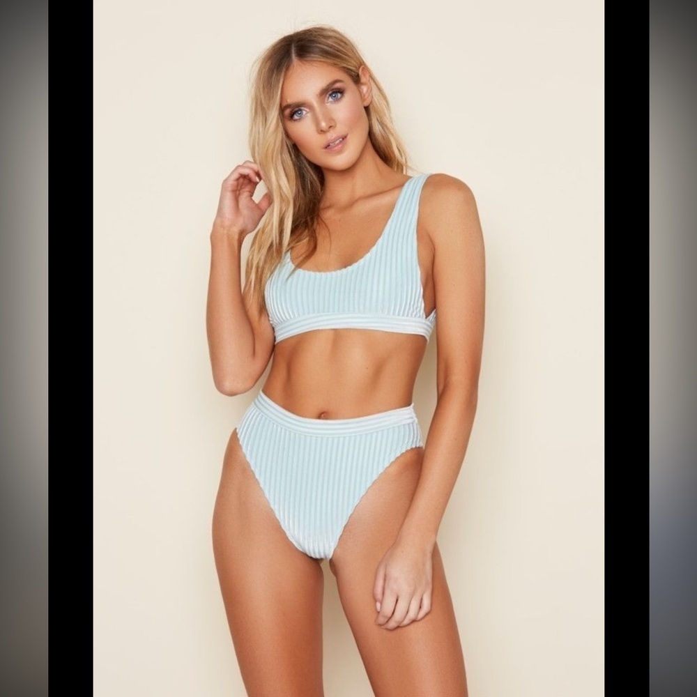 Dippin' Daisy's Light Blue Velvet Ribbed Bikini Set